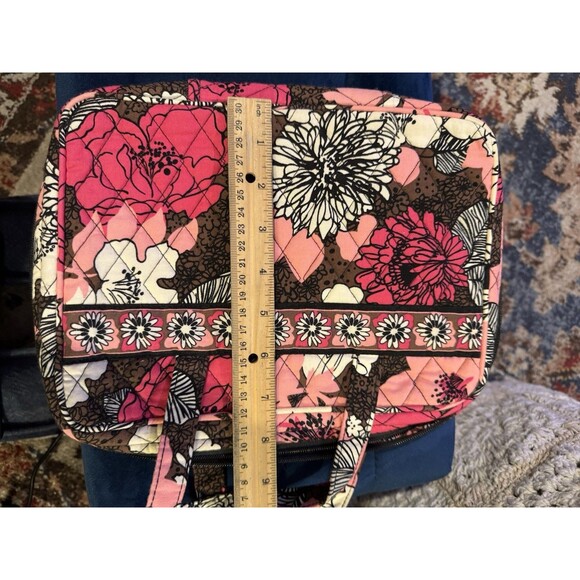 Vera Bradley Cosmetic Bag Retired Mocha Rouge Pink Brown Floral Medium - Picture 4 of 12